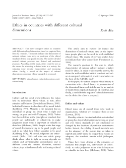 Ethics in countries with different cultural dimensions - E-SGH