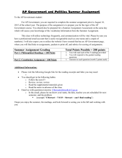 AP Government and Politics Summer Assignment Summer