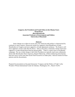 Congress, the President and Trade Policy in the