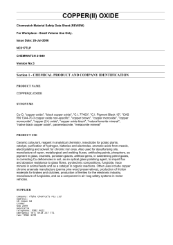 Chemwatch MSDS copper oxide