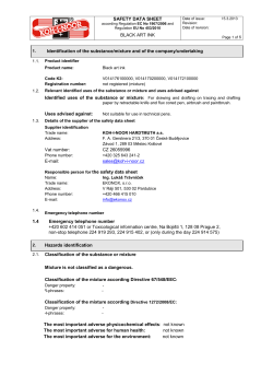 SAFETY DATA SHEET BLACK ART INK Identification of the