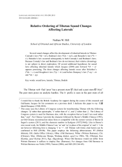 Relative Ordering of Tibetan Sound Changes Affecting Laterals*