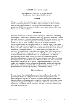 Model Of E-Procurement Adoption Sharon Purchase &ndash; University of