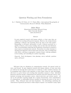Question Wording and Item Formulation