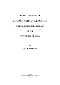 A catalogue of the Cooper Abbs Collection