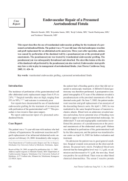 Endovascular Repair of a Presumed Aortoduodenal Fistula