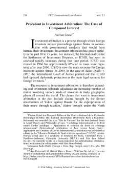 Precedent in Investment Arbitration