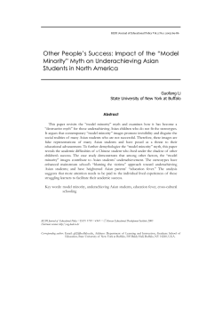 Other People`s Success: Impact of the &ldquo;Model Minority&rdquo; Myth on
