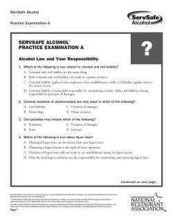 ServSafe alcohol&reg; Practice examination a