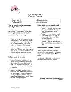 Formula Adjustment (Standard Formula)