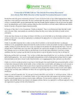 Jerry Reed Suicide Prevention Movement transcript
