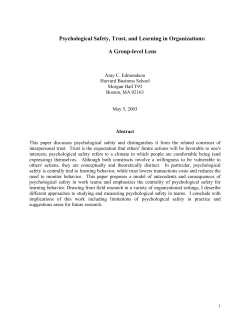 Psychological Safety, Trust, and Learning in Organizations: A Group