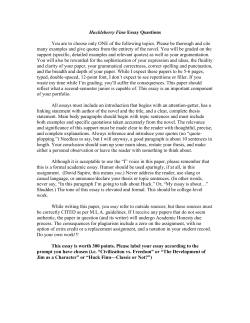 Huckleberry Finn Essay Questions