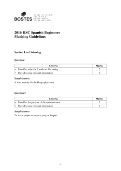 2016 HSC Spanish Beginners Marking Guidelines