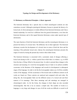 Chapter 5 Typology for Design and Developemnet of the Dictionary