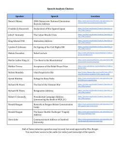 Speech Analysis Choices