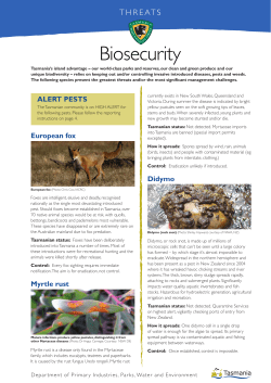 Biosecurity - Tasmania Parks and Wildlife