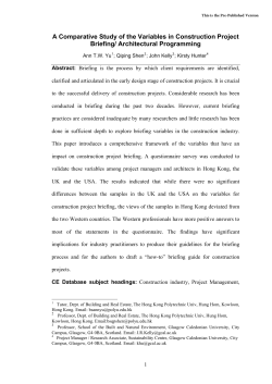 A paper for the Journal of Management in Engineering