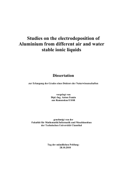 Studies on the electrodeposition of Aluminium from different air and