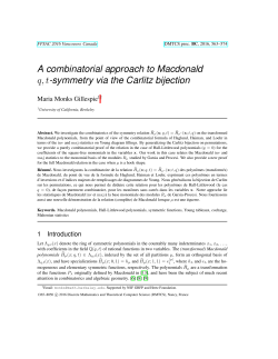 A combinatorial approach to Macdonald g, t-symmetry