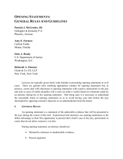 Opening Statements: General Rules and Guidelines