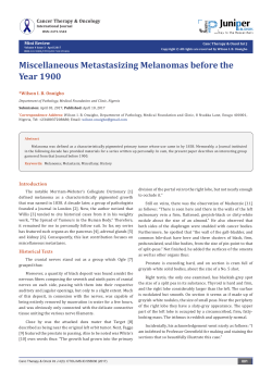 Miscellaneous Metastasizing Melanomas before the Year 1900