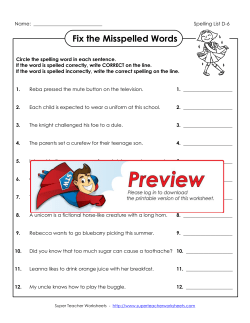 Fix the Misspelled Words - Super Teacher Worksheets