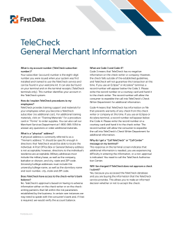 TeleCheck General Merchant Information