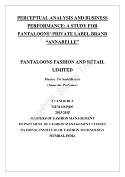 A Study for Pantaloons` Private Label Brand Annabelle