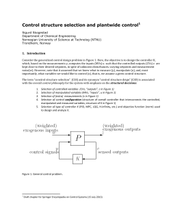 Control structure selection and plantwide control1