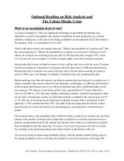 Optional Reading on Risk Analysis and The Cuban Missile Crisis