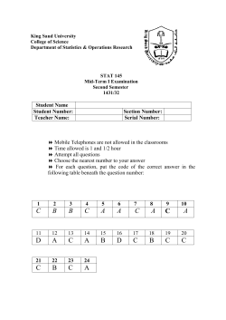 Use the following table to answer questions (1 &ndash; 4)