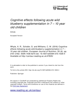 1 Cognitive Effects Following Acute Wild Blueberry Supplementation