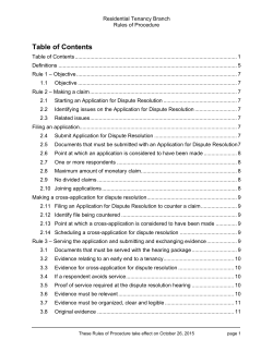 Dispute Resolution Rules of Procedure