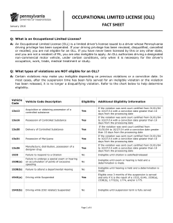 PennDOT - Occupational Limited License (OLL) Fact Sheet