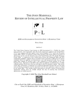 KSR and Standards of Inventive Step: A European View, 8 J