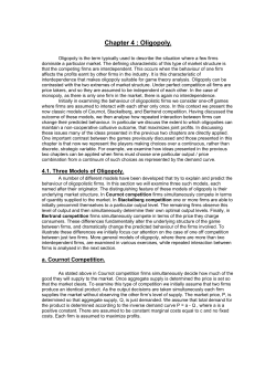 Chapter 4 : Oligopoly.