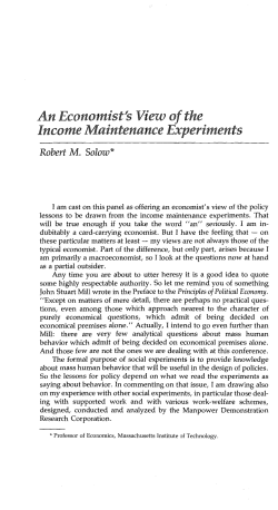 An Economist`s View of the Income Maintenance Experiments