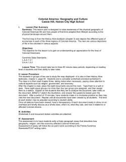 Colonial America: Geography and Culture Cassie Hill