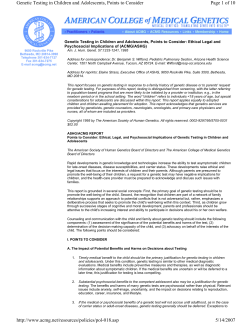 Page 1 of 10 Genetic Testing in Children and Adolescents, Points to