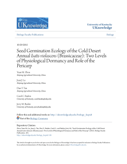 Seed Germination Ecology of the Cold Desert Annual Isatis