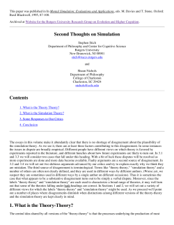 Second Thoughts on Simulation - RuCCS