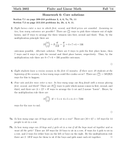Math 2602 Finite and Linear Math Fall `14 Homework 6: Core solutions