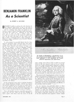 Benjamin Franklin as a Scientist