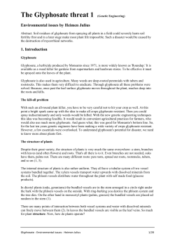The Glyphosate threat 1 (Genetic Engineering)