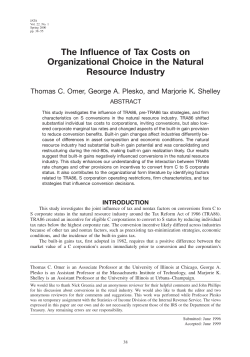 The Influence of Tax Costs on Organizational Choice in the