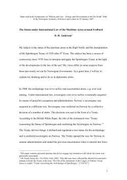 1 The Status under International Law of the Maritime Areas around