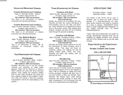 Dance and Movement Classes Two-Dimensional Art Classes Three