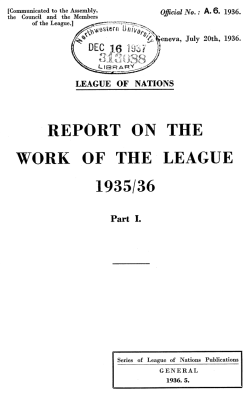 REPORT ON THE WORK OF THE LEAGUE 1935/36