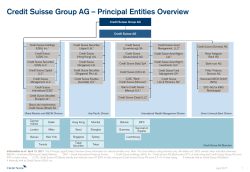 Credit Suisse Group AG &ndash; Principal Entities Overview